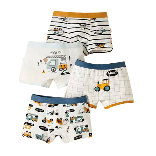 ON JOURNEY Baby Boys Underwear, 4 Pack, with Trucks and Excavators Designs